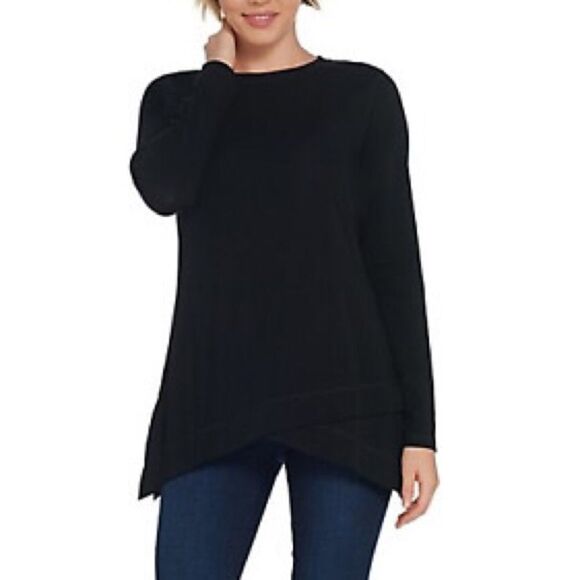 Isaac Mizrahi SOHO Long Sleeve Tulip Hem Knit Top - Picture 1 of 6